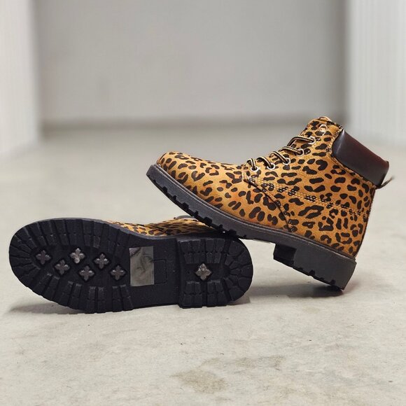 Leopard Print Lace-Up Ankle Boots With Padded Collar For Women - Picture 11 of 11